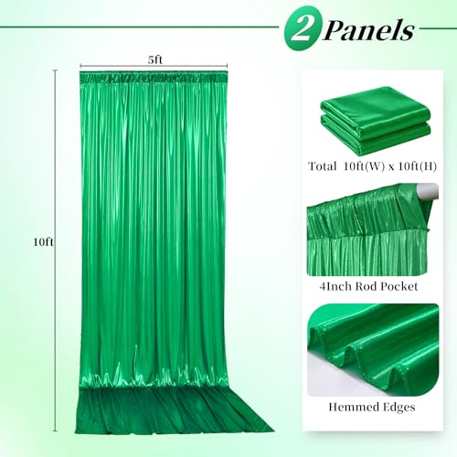 10ftx10ft Green Sequin Backdrop Curtain for Parties, Wrinkle Free Thick Glitter Sparkle Photo Backdrop Drapes 2 Panels 5x10FT Shimmer Back Drop Cloth for Wedding Birthday Photography Background - color: Green, size: 5'W×10'H _2 Panels