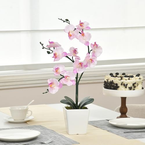 15" Tall Artificial Silk Phalaenopsis Orchid Flower Plant Pot Arrangements (Pink Shades) - color: Pink Shades