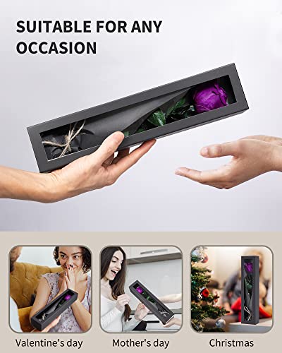 Purple Flowers for Delivery Prime, Preserved Purple Roses Flower Gifts for Women, Real Roses Single Rose Gifts for Her, Mom Birthday Gifts from Daughter, Valentines Flowers - color: 06-purple
