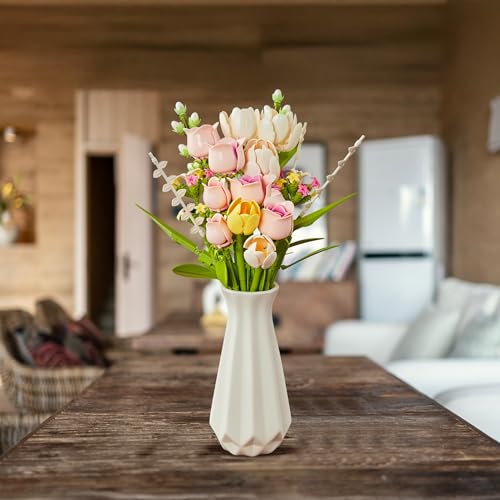 Tulip Rose Flowers Building Sets, Gift for Mothers Day, Flower Bouquet Compatible with Lego Flowers Botanical Collection for Adults Women Girl Girlfriend Birthday Valentine Day Home Office Decor