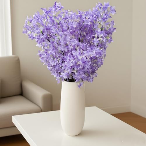 4PCS 38inch Lilac Artificial Flowers Purple Fake Delphinium Long Stem Silk Real Touch Flower Faux Lilac Floral Arrangement for Tall Vase Table Centerpieces Wedding Garden Home Decoration(Purple) - color: 38inch Purple