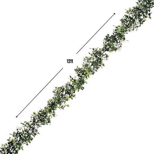 Fun Express Boxwood Garland 12 Ft. x 7" Greenery Garland for Wedding Decor - Artificial Greenery Faux Plants Indoor Table Decorations | Floral Garland for Mantle Backdrop Centerpieces & Reception