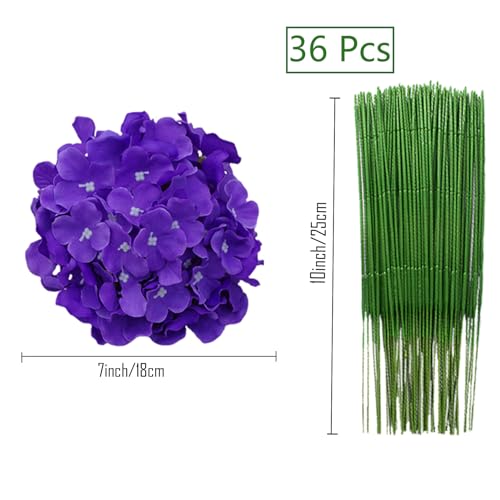 FagusHome Silk Hydrangea Heads 36 Pcs Artificial Flowers Heads and 3 Dozens Stems Fake Hydrangea Flowers with Stems for Home Wedding Decor (Light Purple) - color: Light Purple