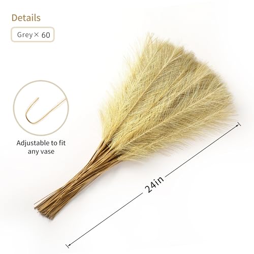 Wertuirk 60pcs Gold Faux Pampas Grass - 24 Inch Long Pampas Grass Wall Decor, Mini Artificial Pampas Grass for Great Gatsby Party Decorations and Glam Room Decor (Gold) - color: Gold, size: 60 Pieces