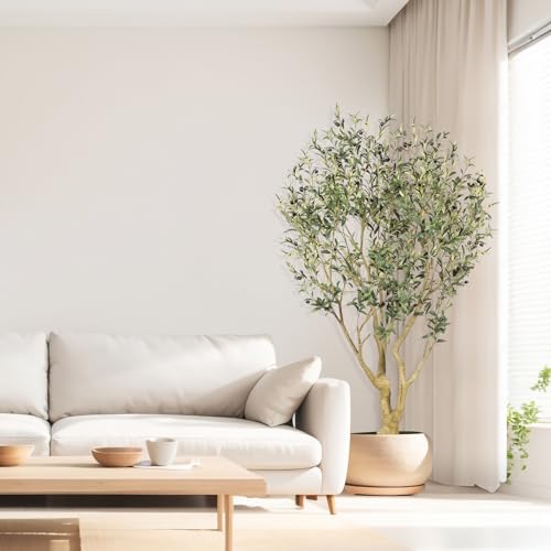 Realead 6ft Olive Trees Artificial Indoor - Large Faux Olive Tree with Realistic Leaves and Olives - Full and Grand Design Fake Olive Tree with Sturdy Base for Indoor Home Office Decor - size: 6ft