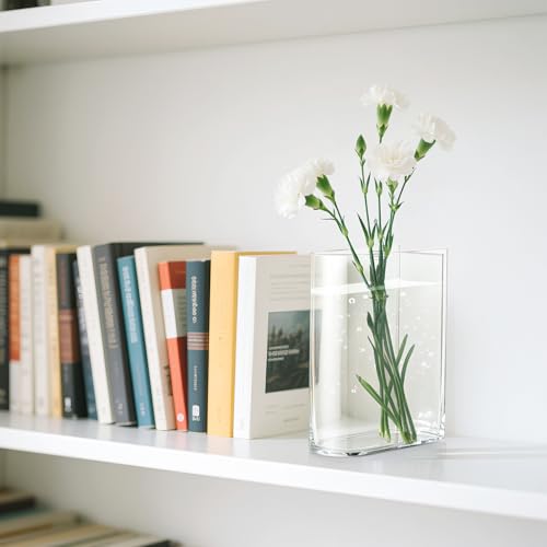 BuyCard Clear Book Vase for Flowers, Transparent Flower Vase for Home Decor, Simplicity Bookshelf Decor, Unique Stuff for Book Lovers, Gift to Motivate(Clear) - color: Clear-no Words