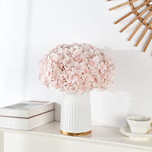 10PCS Artificial Hydrangea Flowers, Fake Hydrangea Silk Flowers Heads with Stems for Wedding Home Party Shop Baby Shower Decoration-Light Pink - color: New-light Pink