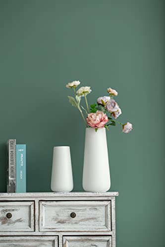 11 Inch Tall Matt White Ceramic Vase for Flowers & Pampas Grass, Classic Rustic Style Decorative Vases for Home Decor Table Centerpieces - color: Matt White