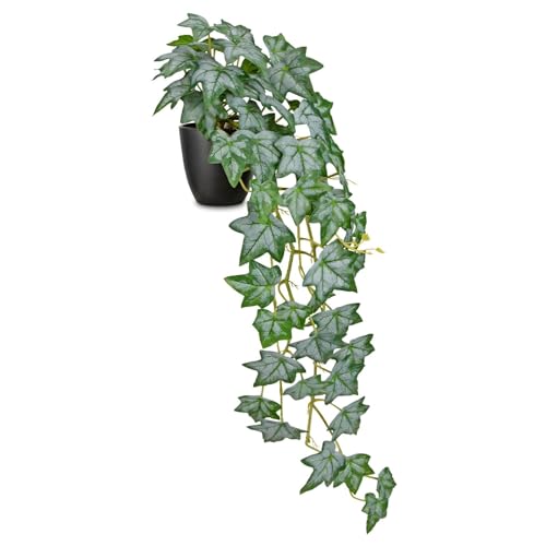 GnFlus Realistic Fake Pothos Ivy Plant with Pot Artificial Leaves Featuring a White Frosted Finish for Home Shelf Decor Indoor Silk Artificial Plant Large - color: White/Green-black Pot