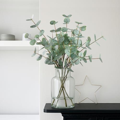 6pcs Real Touch Artificial Faux Eucalyptus Stems Dual-Sided Lifelike Leaves Fake Eucalyptus Greenery Plants for Wedding Flower Arrangement Centerpiece Bouquet Home Office Decor(Gray Green) - color: Gray Green