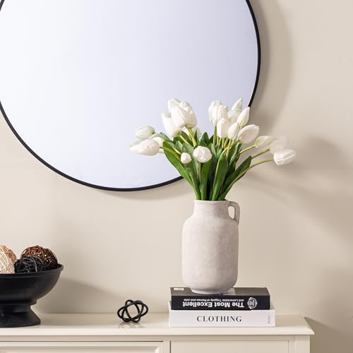 Ceramic Flower Vase Home Decor - 9.7 inch Large White Rustic Table Flowers Vases Living Room Bedroom Plant Decoration Farmhouse Vintage for Kitchen Shelf Office Coffee Dining Desk House Women - color: C-9.7"-rustic