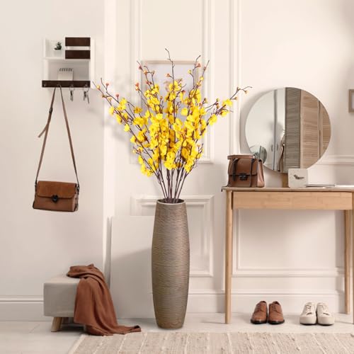 8pcs Yellow Cherry Blossom Branches Artificial Flowers for Winter Spring Indoor Decoration, 36" Plum Fake Peach Plants for Wedding Home Office Bedroom Party Decor (Yellow, 36in) - color: Yellow, size: 36.6 inches