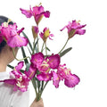 36" Tall Artificial Iris Flower Silk Flower 9 Heads, 3 pcs Real Touch Faux Flowers Picks Bouquet,Long Stems Fake Flower for Home Party,Wedding Flowers Arrangements,Dining Table Centerpieces(Hot Pink) - color: Hot Pink