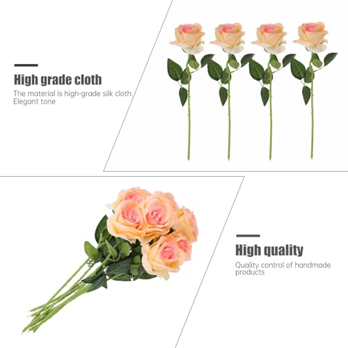 8pcs Light Rose Flowers Artificial Fake Roses for Wedding Party Decoration Valentine’s Day Floral Arrangement Home Décor