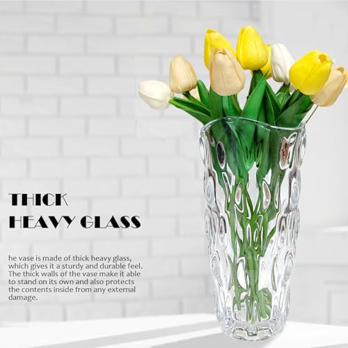 9.5" High Thickened Clear Glass Flower Vase for Home Decor, Dining Wedding Table Office Holiday Party Centerpiece Decoration - color: Clear-waterdrop Style