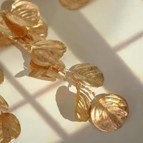 Efavormart 2 Pack 27 inch Metallic Gold Artificial Round Eucalyptus Leaf Branches, Faux Decorative Bouquets for Modern Interior Staging and Event Accents - color: Type11