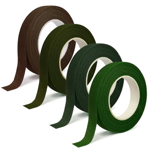 Floral Tape Green Flower Tape, 4Pcs Flower Wrapping Tape, Floral Bouquet Supplies For Bouquet Floral Arranging Flowers Stem Wrapping, Wedding Bouquet, Garden Decor, Mixed Color 1/2 Inch 32 Yard - color: 4Pcs Mixed, style: Normal & Non-sticky