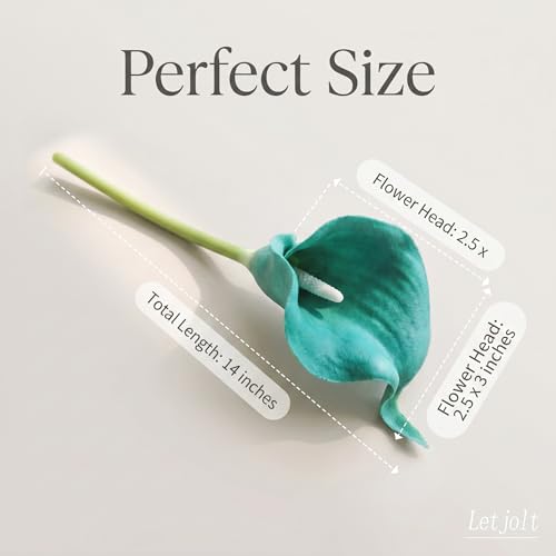 Letjolt Artificial Calla Lily Flowers 12Pcs, Teal Blue | Wedding Bouquet Flower, Home Decoration, Faux Calla Lilies - color: Teal Blue