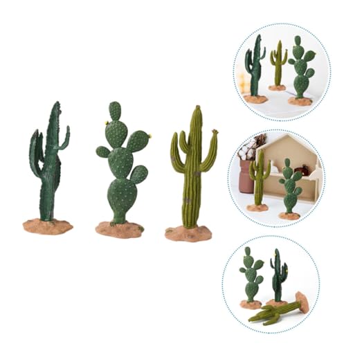 ABOOFAN 3pcs PVC Crafted Simulated Cactus Ornaments for Room Decor Artificial Plants for Home Boho Style Desk Decor for Women Office