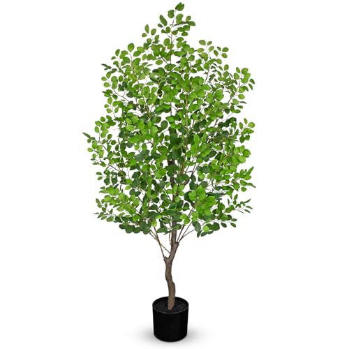 4 Ft Artificial Tree in Pot, Realistic Faux Foliage with UV Resistant Leaves, Easy Assembly for Corner Floor Farmhouse Home Decor - color: Green-4ft