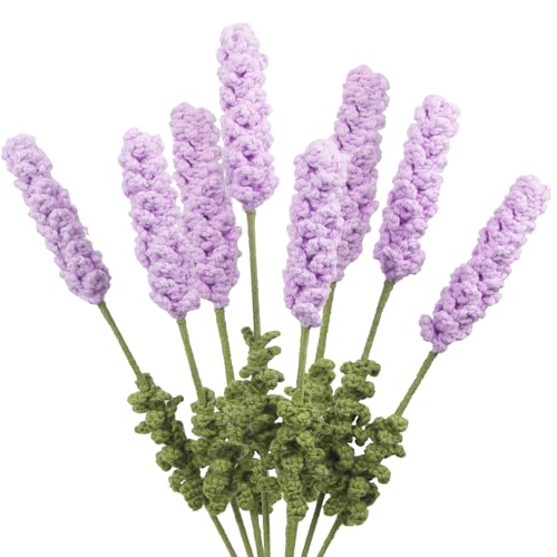 8 Pcs Crochet Flowers Bulk Lavender Crochet Flower Gifts Purple Handmade Crocheted Flowers Bouquet DIY Home Decor for Mother's Day Birthday Wedding Women Moms Wives Friends - color: Lavender-light Purple