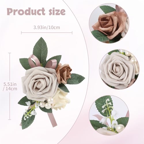 2pcs Wedding Shoulder Corsage Artificial Flowers Dusty Pink Fake Rose Flowers for Girl/Mother Homecoming/Prom Bride Bridal Anniversary Party Corsages Wrist Decor (Dusty Pink) - color: Dusty Pink