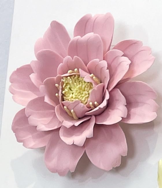 Ceramic Flower Wall Art, Artificial Flower Wall Sculpture，Handcrafted 3D Hanging Porcelain Flowers ,3D Wall Hanging Decor ,Porcelain Flower Wall Décor for Home，Hallway，Kitchen，Office (Pink，Peony, 2.76") - color: Pink，Peony, size: 2.76"