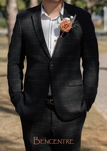 Terracotta Boutonniere for Men,Prom boutonnieres,Boho boutonnieres,Groom Groomsmen Boutonniere for Wedding Ceremony Anniversary, Formal Dinner Party and Grad Night (Set of 6) - color: Terracotta, size: set of 6