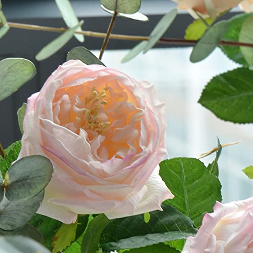 UKELER Fake Flowers Light Pink Realistic Roses Bouquet Spring Fall Winter Artificial Flowers for Home Decor Flower Arrangement Wedding Party Decoration - color: Light Pink