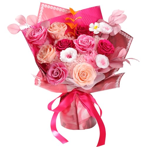 Lovenfold Flowers for Delivery Birthday Flowers Gift for Her,Preserved Flowers Bouquet 12 Roses Mixed Bouquet,Rose Gifts for Women Mom Grandma(Mixed 12 Pink-A Roses) - color: Mixed Pink