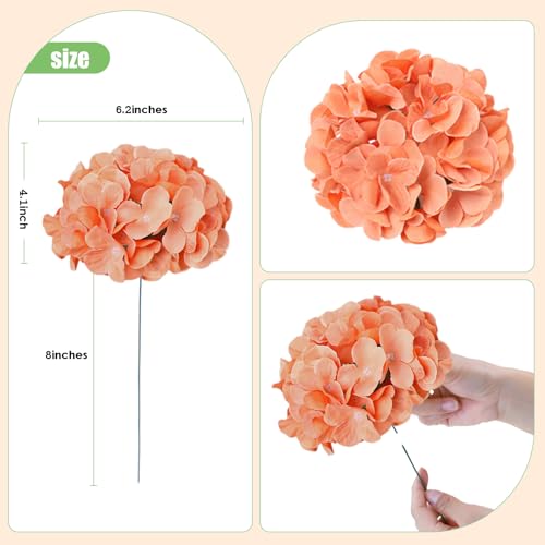 AVIVIHO 65pcs Fake Flowers Terracotta Hydrangea Artificial Flowers Bulk (Not Squished, No Steaming Need) Silk Flowers with Stems for Wedding Decor,Home,Baby Shower,Table Centerpieces Decoration - color: Terracotta, size: Medium