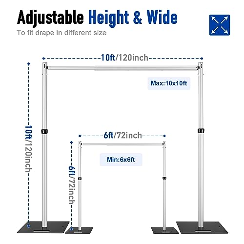 Hecis Double Backdrop Stand Heavy Duty,10x10ft Double Crossbar Pipe and Drape Stand, Adjustable Aluminium Flower Wall Backdrop, Back Drop Stand for Party Event, Trade Shows & Wedding Decor