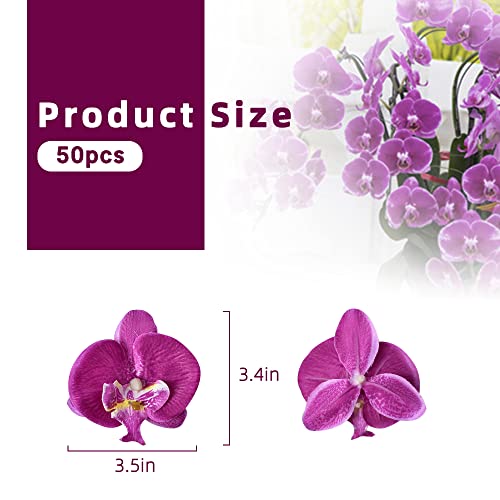 50Pcs Orchid Petals Artificial Orchid Flower Heads Faux Silk Phalaenopsis Butterfly Flower Heads for DIY Craft Home Wedding Party Decorations (50pcs Purple)… - color: Purple, size: 50Pcs