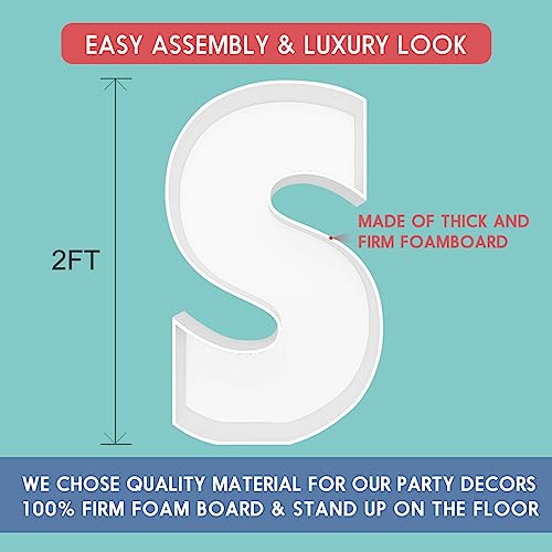 2FT Letter S Mosaic Balloon Frame Letter DIY Fillable Letters Kit for Birthday Party Wedding Backdrop Decor - color: Letter S, size: 2FT