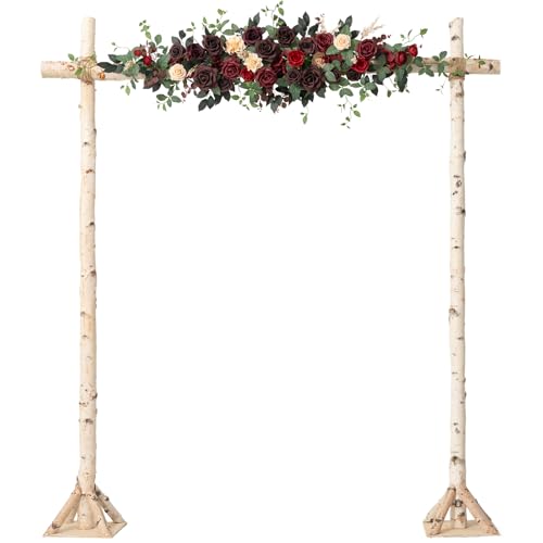 Ling's moment Wedding Arch Flowers - 6.5FT Floral Garland for Ceremony Arbor Backdrop Decoration - Artificial Rose Floral Swag for Sweetheart Table Birthday Party, Baby Shower, Masala Red - color: Blk-bordeaux Red
