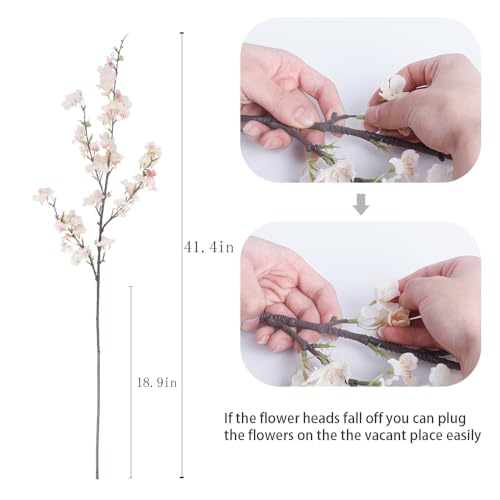 LESING 4pcs Artificial Cherry Blossom Flowers, 41.4" Realistic Fake Silk Long Stems Artificial Cherry Blossom Branches for Floor Table Home Wedding Decoration (Light Pink -1) - color: Light Pink -1