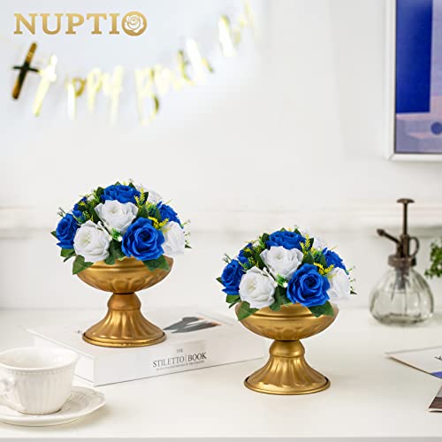 NUPTIO Flower Balls for Wedding Centerpieces - 6 Pcs 9.5 inch Diameter Fake Flower Ball Arrangement Bouquet Party Centerpieces for Tables - Royal Blue Rose Bouquet Centerpiece Flowers for Table | 6 Pcs for Wedding Party Table Centerpiece - Artificial Flow