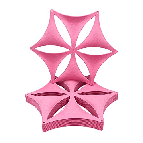 Felt Fiber Surface 14"x12" High Density Polyester Fiber Board 3D Flower Venus Hanging Room Divider Panel Cut Room Partition Home Decoratio(12 Pcs) (Pink) - color: Pink