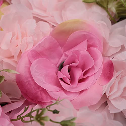 TemoGoda 12Pcs Flower Wall Panel Artificial Flower Wall Backdrop, 24" x 16" Silk Fabric Floral Wall Mat Pink Rose Wall Backdrop For Photo Background Party Wedding Decor - color: 12pcs B type Light pink