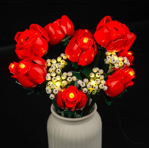 LED Light Kit for Lego Rose 10328 Artificial Plants Set, Decoration Lights Build a Gift for Her or Him for Anniversary and Valentine’s Day,(Lights Only, No Lego Models) - color: Roses10328, size: Standard Version