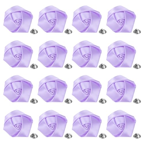 M METERXITY 16-Pack Lapel Pin for Men, Handmade Flower Brooch Button Pins for Men Suits, Formal Boutonnieres for Wedding/Groom/Corsage - color: Light Purple