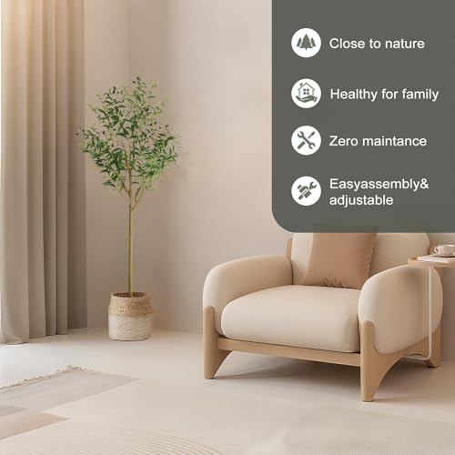 WILDLOVE Fake Olive Tree Artificial Indoor, Potted Faux Olive Trees with Natural Wood Trunk & Lifelike Fruits for Home Office Decor (5ft) - size: 5ft