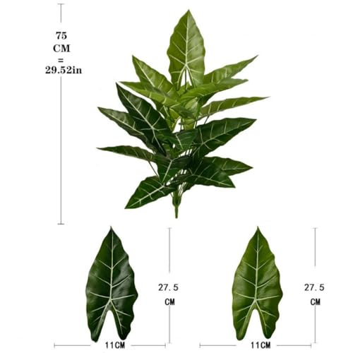 Aglaonema Plant with Variegated Green and Red Leaves, Fake Tree Leaf Simulation Flower Bonsai for Party Decoration Artificial Plants Floor Home Room Decor Ornament (Green No Flowerpot, 75cm) - color: Green No Flowerpot, size: 75cm