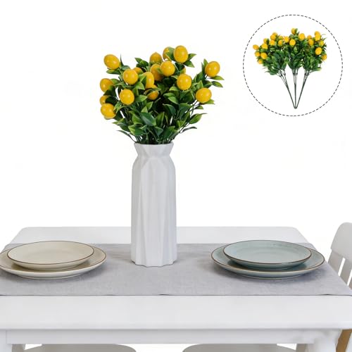 PRETYZOOM 3Pcs Artificial Branches Stems with Realistic Artificial Lemons Faux Fruit Tree Branches Greenery Decoration for Spring Kitchen Decor and Home Flower Arrangement Props