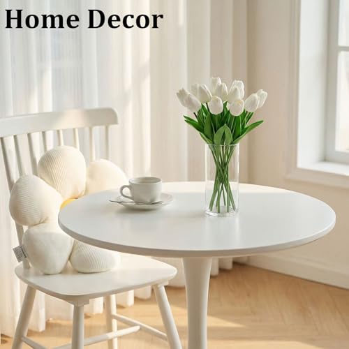 20pcs White Tulips Artificial Flowers Flores Artificiales para Decoracion,Real Touch Fake Tulips for Mother's Day Thanksgiving Easter and Christmas Decorations Wedding Office Home Decor