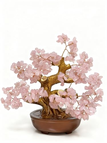 Feng Shui Crystal Money Tree of Life, Artificial Plants Made in uv Resin,Bonsai Tree.Diamond Art Tree of Life,Home Decor,Art Supplies. Gfit for Women,man.(Pink Treasure Tree) - color: Pink Treasure Tree