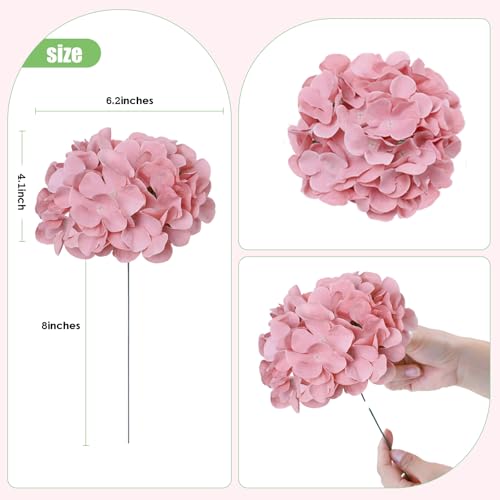 AVIVIHO 65pcs Fake Flowers Dusty Pink Hydrangea Artificial Flowers Bulk (Not Squished, No Steaming Need) Silk Flowers with Stems for Wedding Decor,Home,Baby Shower,Table Centerpieces Decoration - color: Dusty Pink, size: Medium