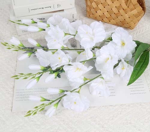 2 Bundles White Gladiolus Artificial Flowers 10 Heads 26.38" Silk Flowers Faux Gladiolus Flowers for Wedding Centerpieces, Home Table Party Decor(White) - color: White