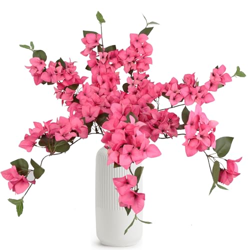 Faux Bougainvillea 8 PCS Realistic Artificial Bougainvillea 29.9" Silk Flowers Long Stem Flowers for Tall Vase Home Wedding Centerepieces Decor (Pink) - color: Pink