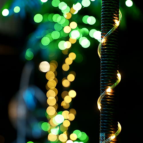 Artificial Palm Tree Christmas Tree 7Ft 3Trunks 260LED Lighted Simulation Tropical Palm Tree Fake Plant Light for Patio Home Office Beach Yard Cruise Hawaiian Party Tiki Bar Decorations - Electric - style: 7FT Plug-in